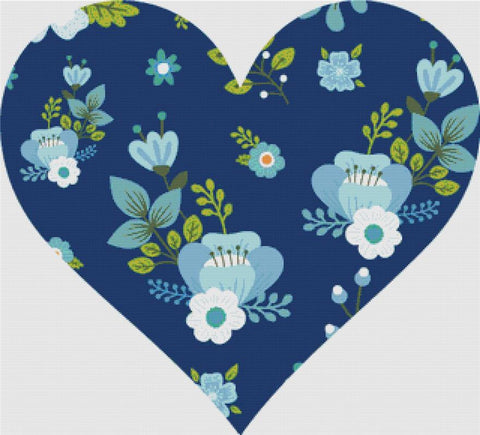 Ditsy Floral Heart - X Squared Cross Stitch
