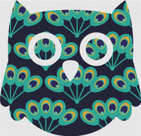 Peacock Tail Owl - X Squared Cross Stitch