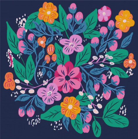 Bright Ditsy Flowers - X Squared Cross Stitch