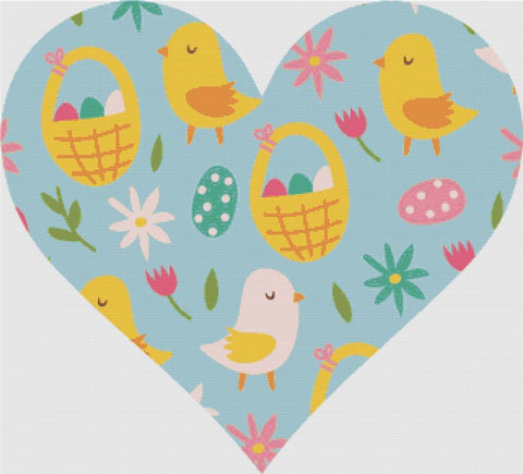 Blue Easter Heart - X Squared Cross Stitch