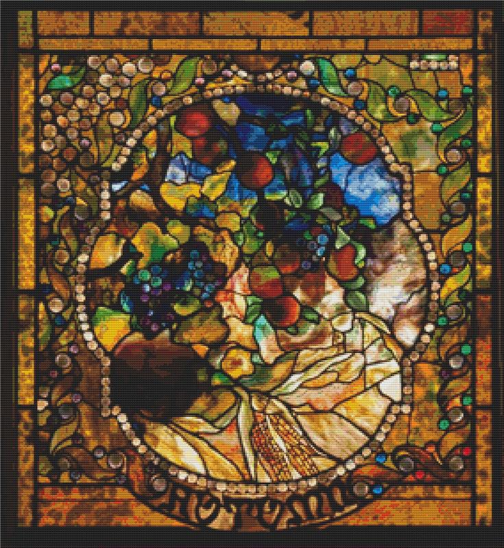 Autumn Panel From The Four Seasons Window - X Squared Cross Stitch
