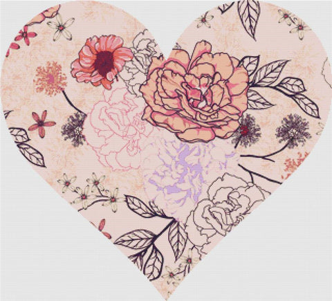 Rose Bouquet Heart - X Squared Cross Stitch