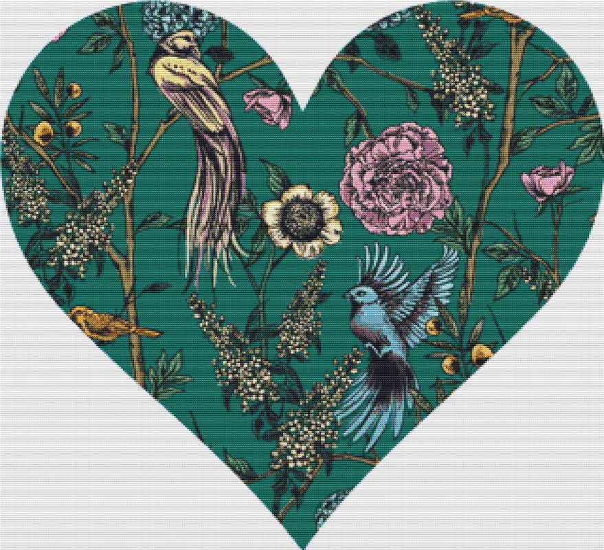 Victorian Garden Heart - X Squared Cross Stitch