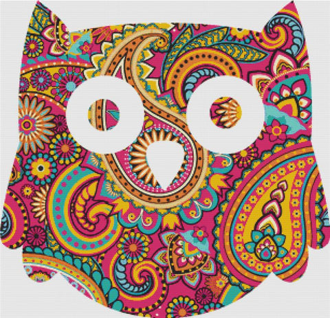 Pink Paisley Owl - X Squared Cross Stitch