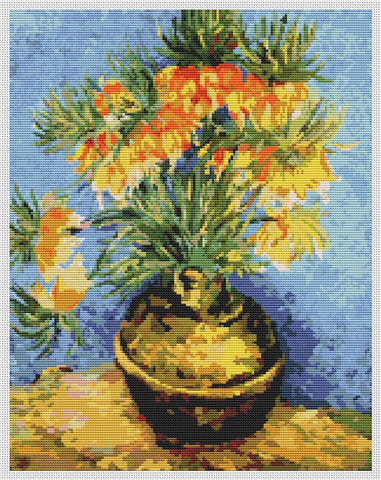 Fritillaries In A Copper Vase - Art of Stitch, The