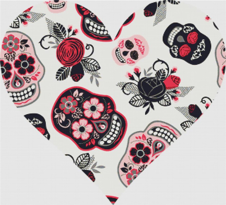 Day Of The Dead Heart - X Squared Cross Stitch