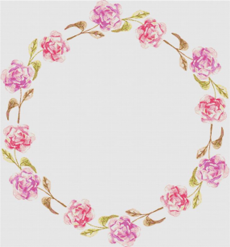 Floral Watercolour Frame - X Squared Cross Stitch