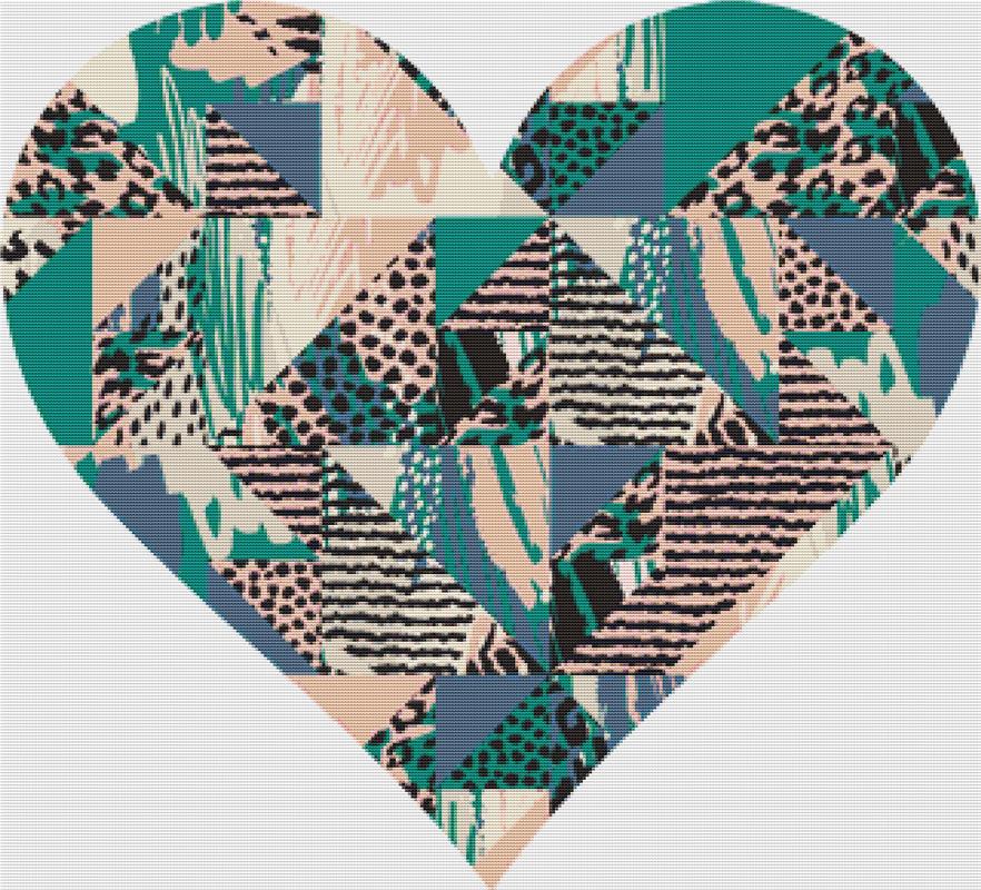 Abstract Animal Print Heart - X Squared Cross Stitch