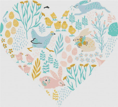 Cute Easter Heart - X Squared Cross Stitch