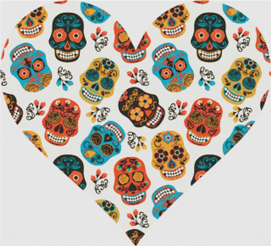 Sugar Skull Heart - X Squared Cross Stitch
