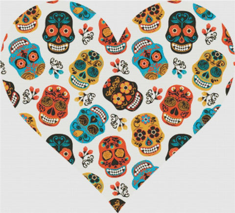 Sugar Skull Heart - X Squared Cross Stitch