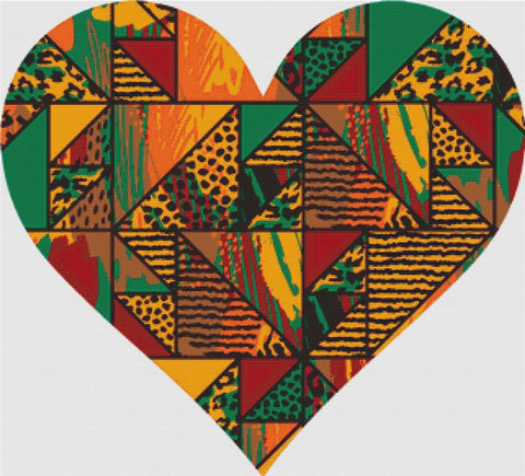 Abstract Animal Print Heart I - X Squared Cross Stitch