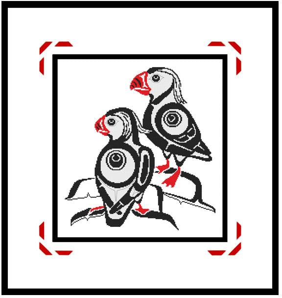 A Northwest Coast Native Art: Puffins - Cross Stitch Wonders