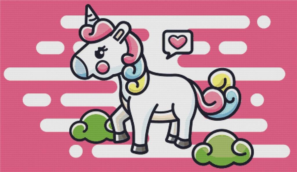 Cartoon Unicorn - X Squared Cross Stitch