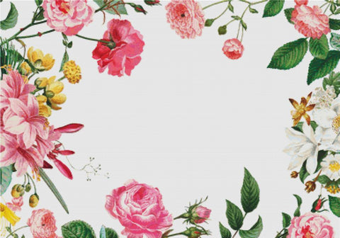 Pink Floral Frame - X Squared Cross Stitch