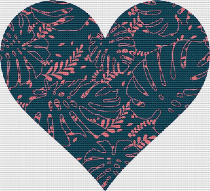 Monstera Heart - X Squared Cross Stitch