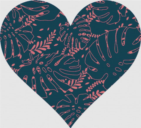 Monstera Heart - X Squared Cross Stitch
