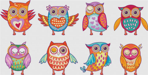 Bright Owls - X Squared Cross Stitch