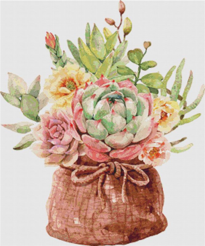 Bag Of Succulents - X Squared Cross Stitch