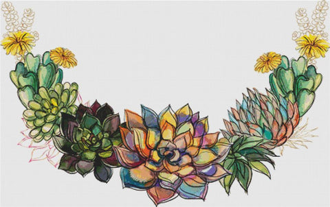 Banner Of Succulents - X Squared Cross Stitch