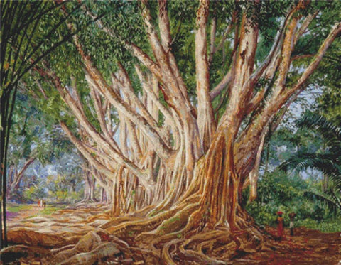 Avenue Of Indian Rubber Trees At Peradeniya - X Squared Cross Stitch
