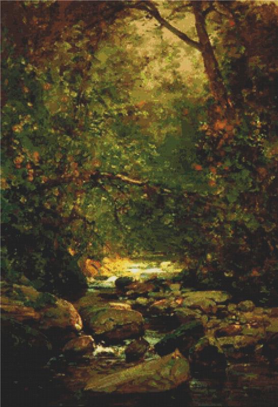 Stream In Forest Winter - X Squared Cross Stitch