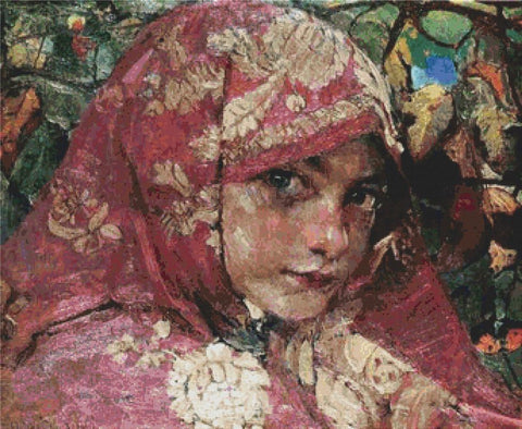 Girl's Head In A Shawl - X Squared Cross Stitch