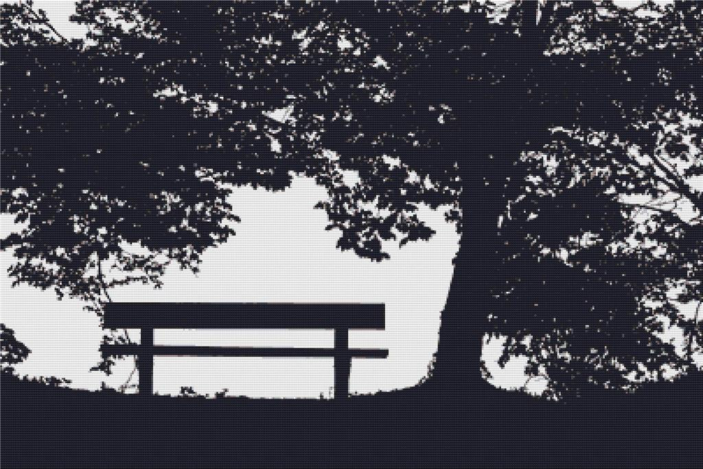 Silhouette Of A Tree And Bench - X Squared Cross Stitch