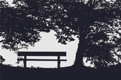Silhouette Of A Tree And Bench - X Squared Cross Stitch