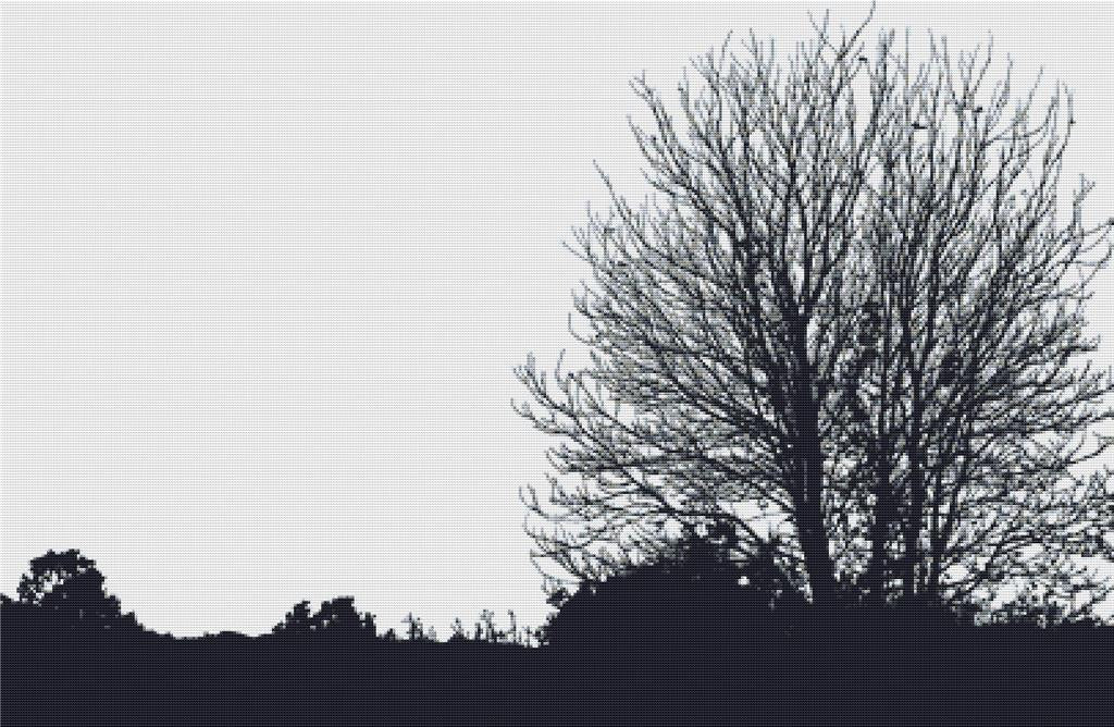 Silhouette Of Winter Tree - X Squared Cross Stitch