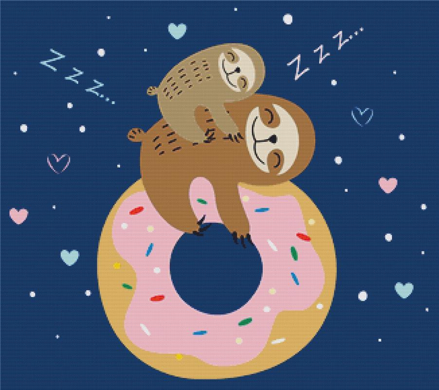 Two Sleepy Sloths - X Squared Cross Stitch