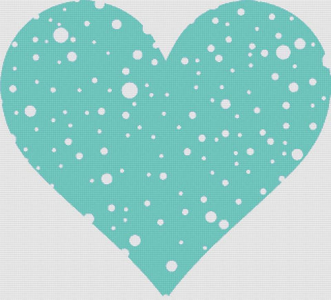 Blue And White Polka Dot Heart - X Squared Cross Stitch