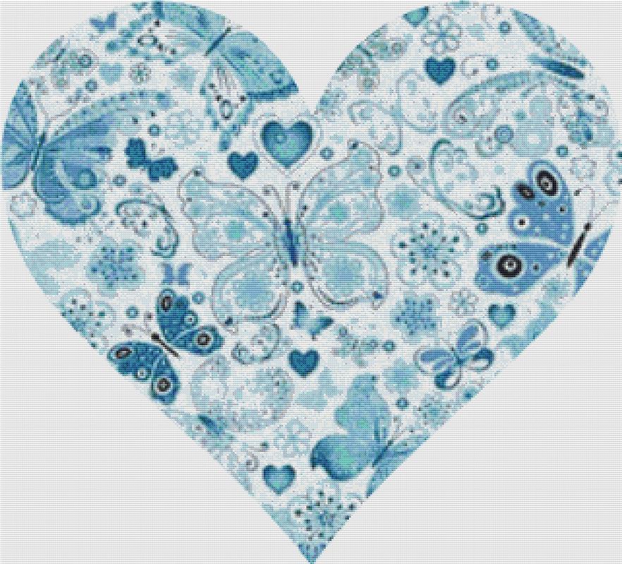 Blue Butterfly Heart: Smooth - X Squared Cross Stitch