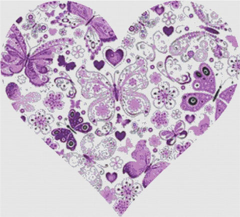 Purple Butterfly Heart: Smooth - X Squared Cross Stitch