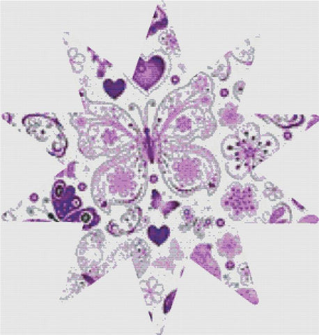 Purple Butterfly Star - X Squared Cross Stitch