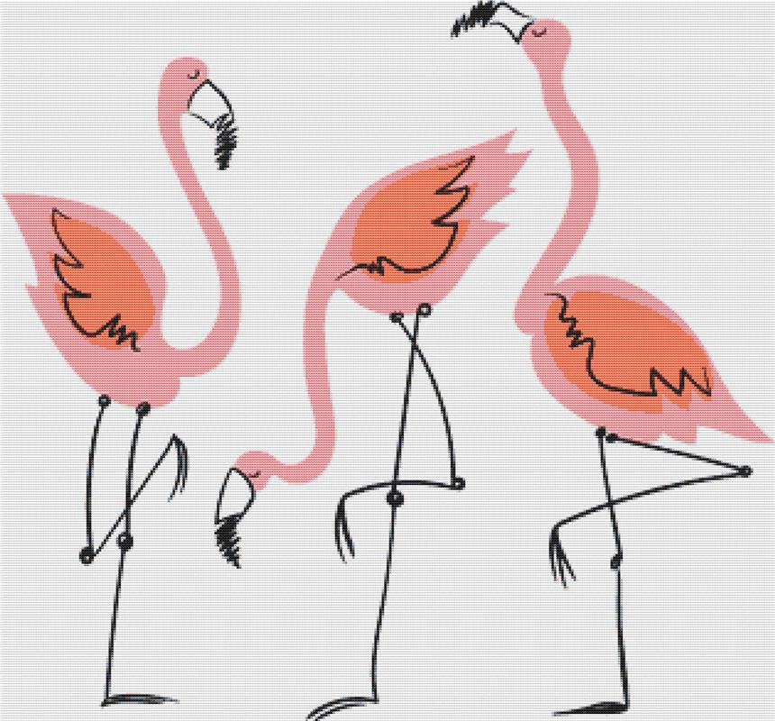 Three Flamingos - X Squared Cross Stitch