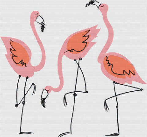 Three Flamingos - X Squared Cross Stitch