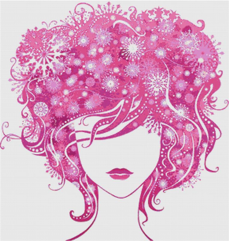 Girl With Pink Hair - X Squared Cross Stitch