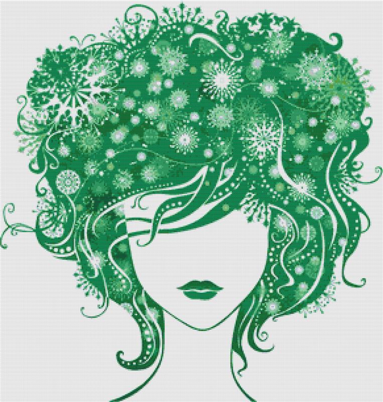 Girl With Green Hair - X Squared Cross Stitch