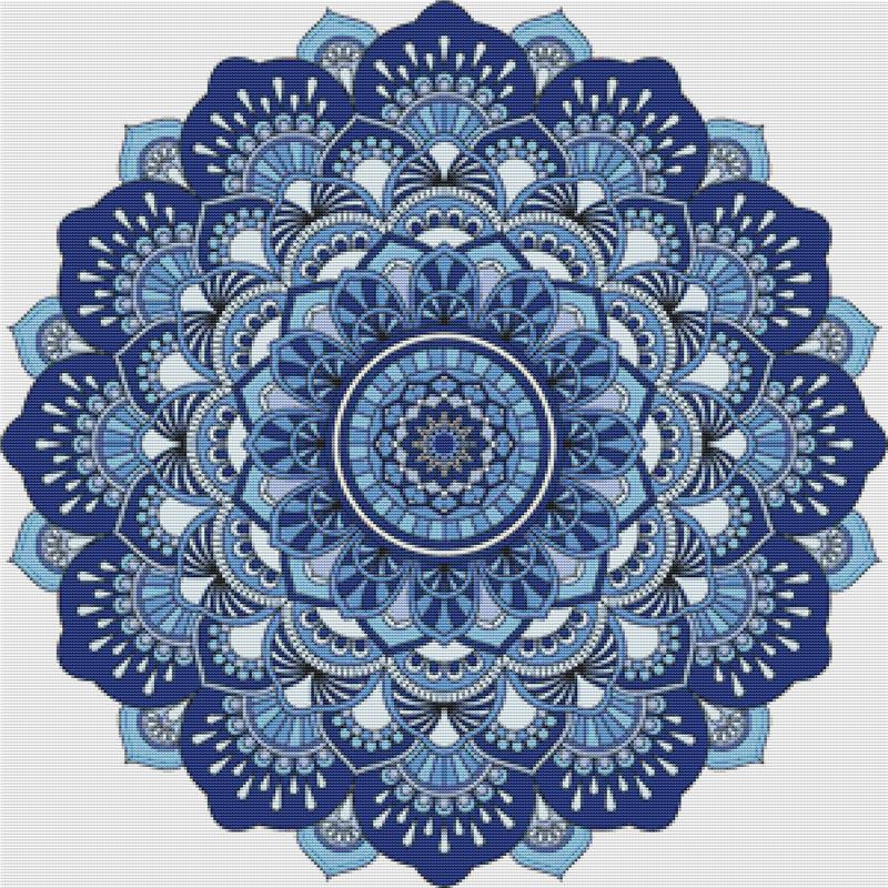 Blue Boho Mandala - X Squared Cross Stitch