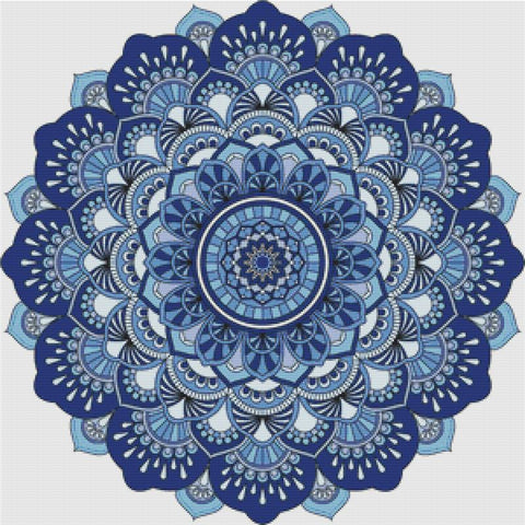 Blue Boho Mandala - X Squared Cross Stitch