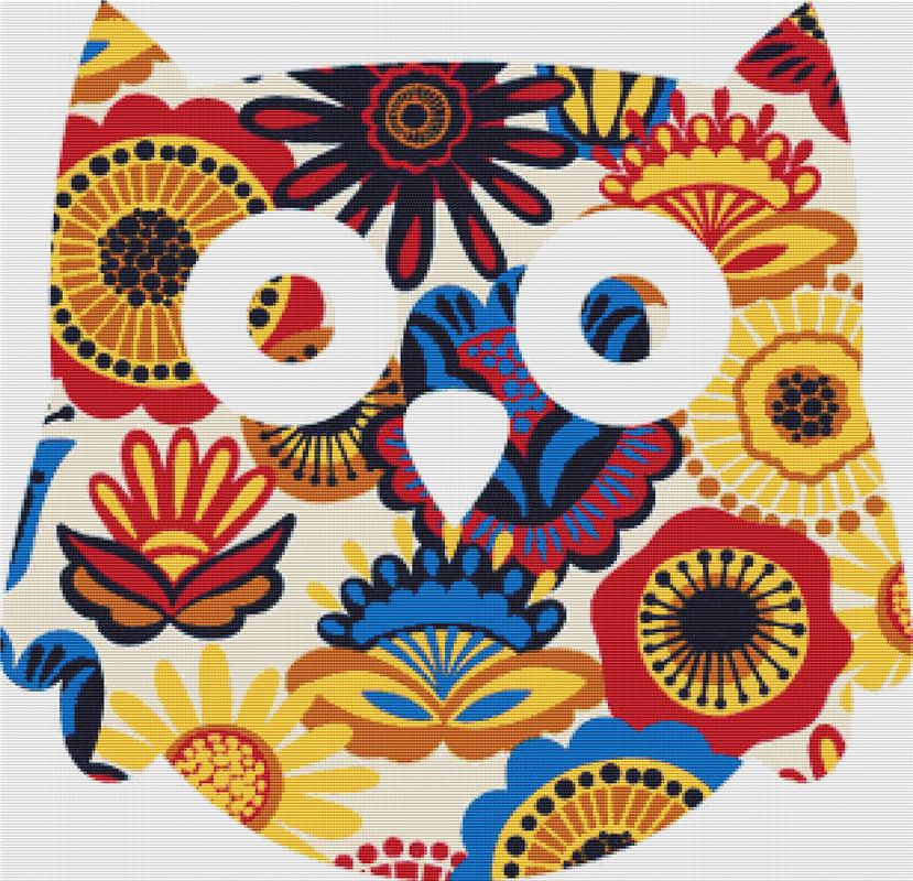 Floral Folk Owl - X Squared Cross Stitch