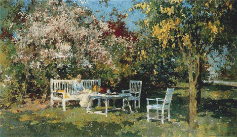 Garden With Blossoming Trees - X Squared Cross Stitch