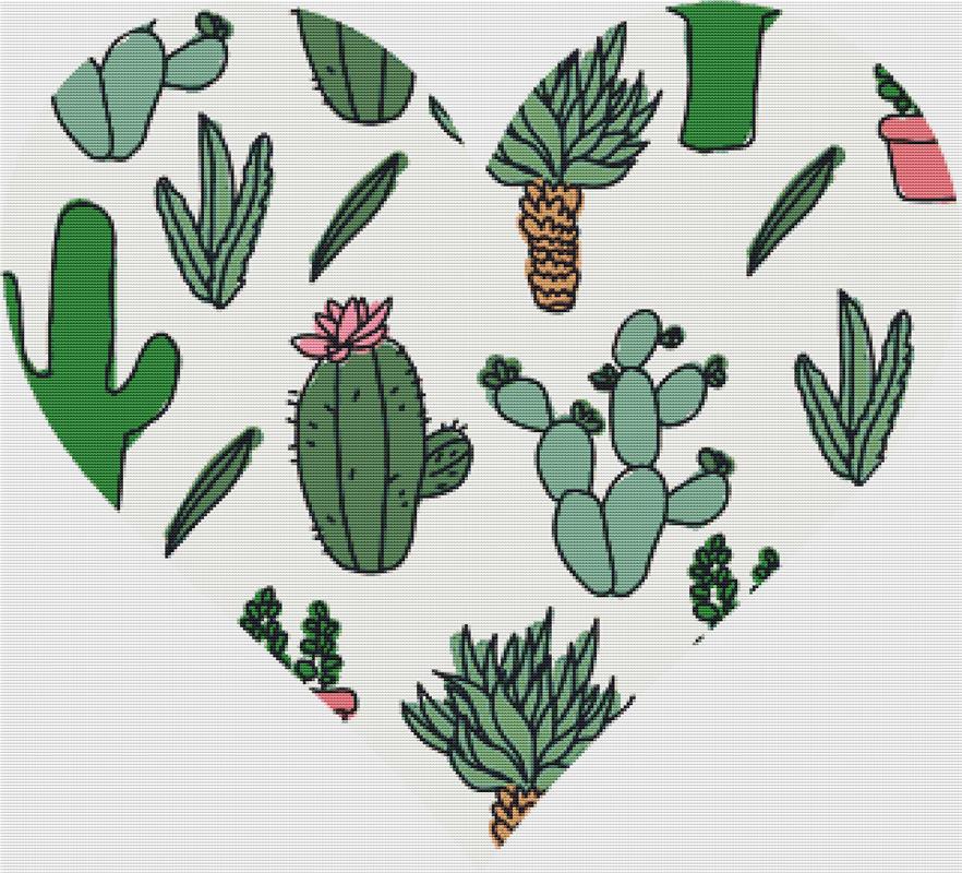Cactus Heart - X Squared Cross Stitch