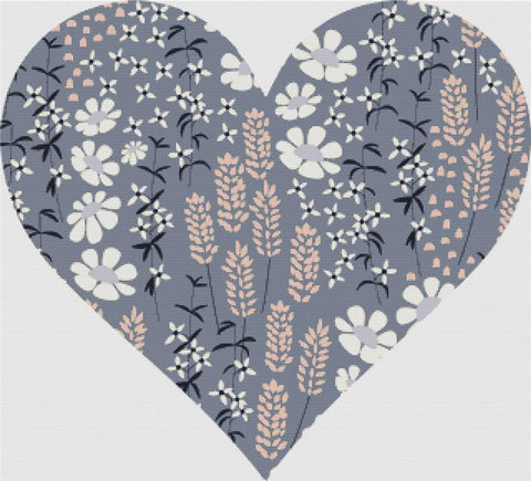 Rustic Wild Flower Heart - X Squared Cross Stitch