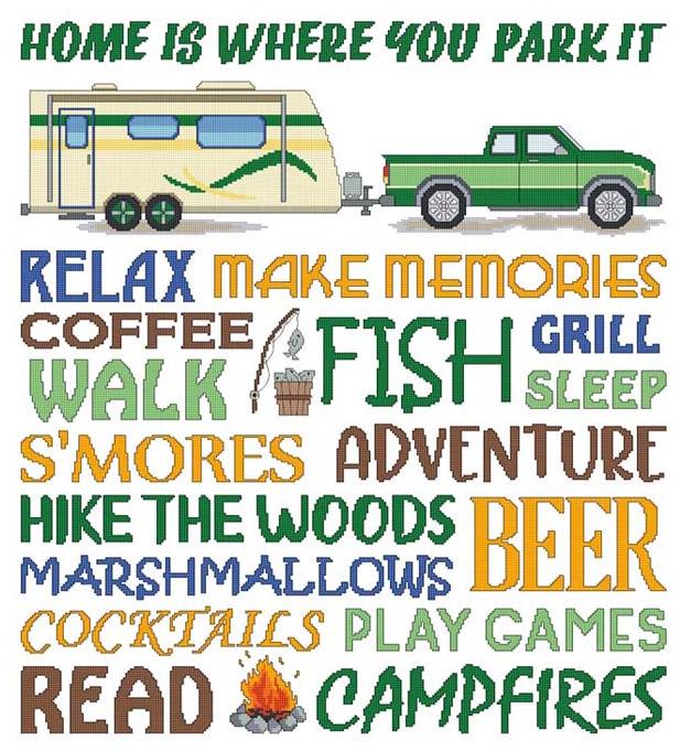 Home Is Where You Park It: Truck 'n Camper - Cross Stitch Wonders