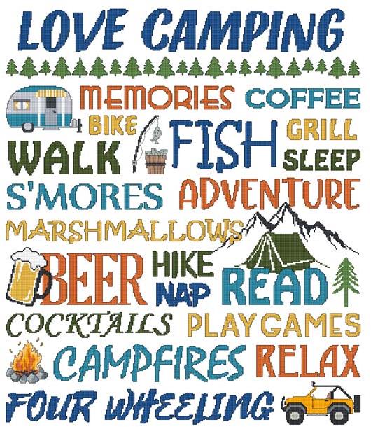 Love Camping: Colorful - Cross Stitch Wonders