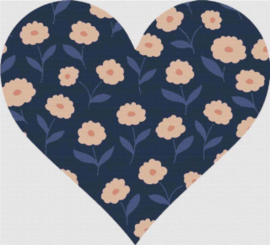 Blooming Heart I - X Squared Cross Stitch