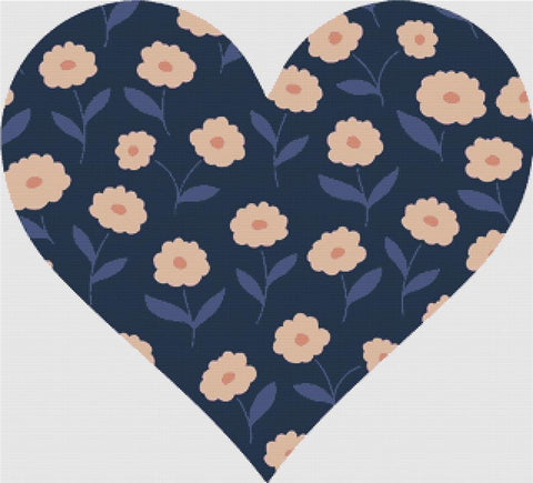 Blooming Heart I - X Squared Cross Stitch