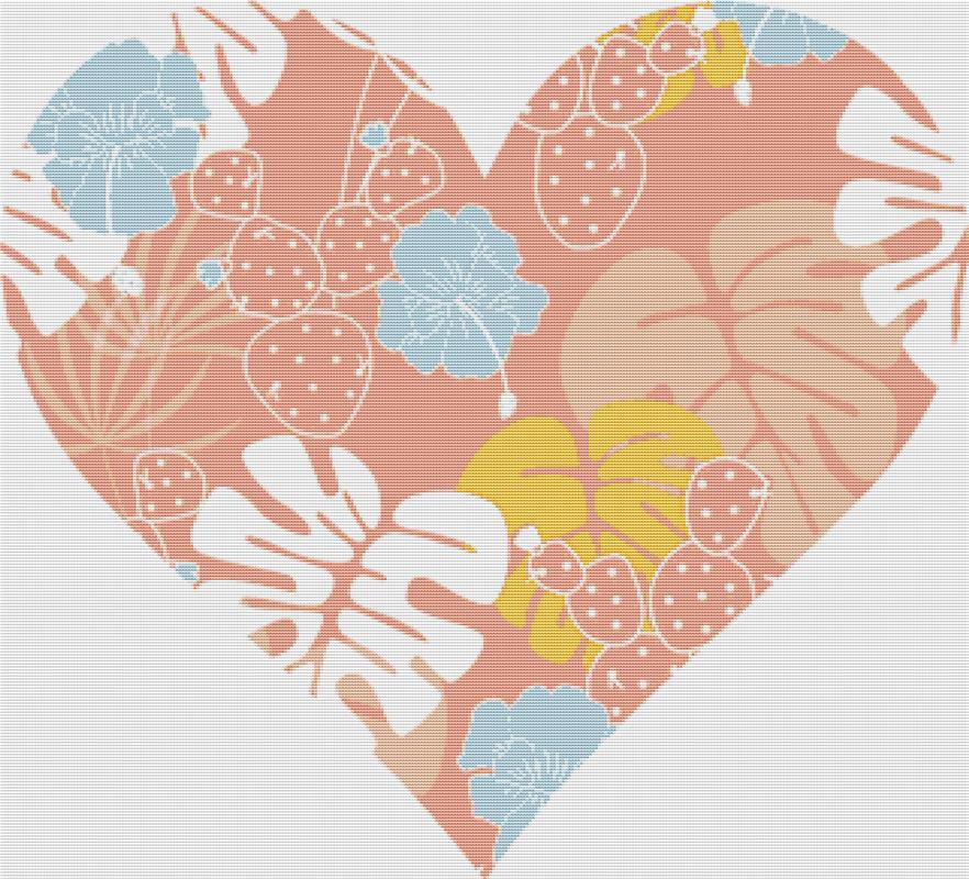 Tropical Summer Heart - X Squared Cross Stitch